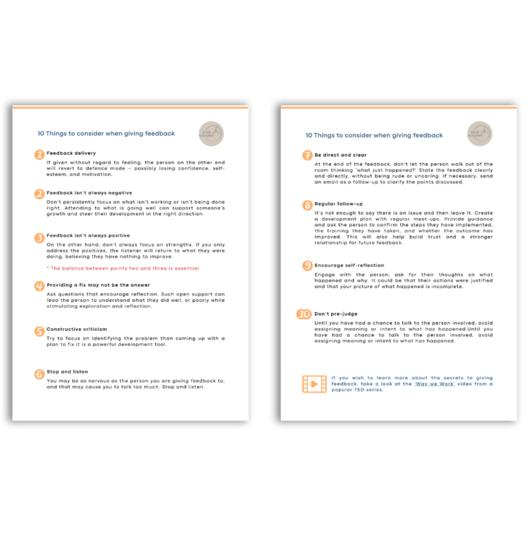 List of 10 Commandments of Effective Feedback