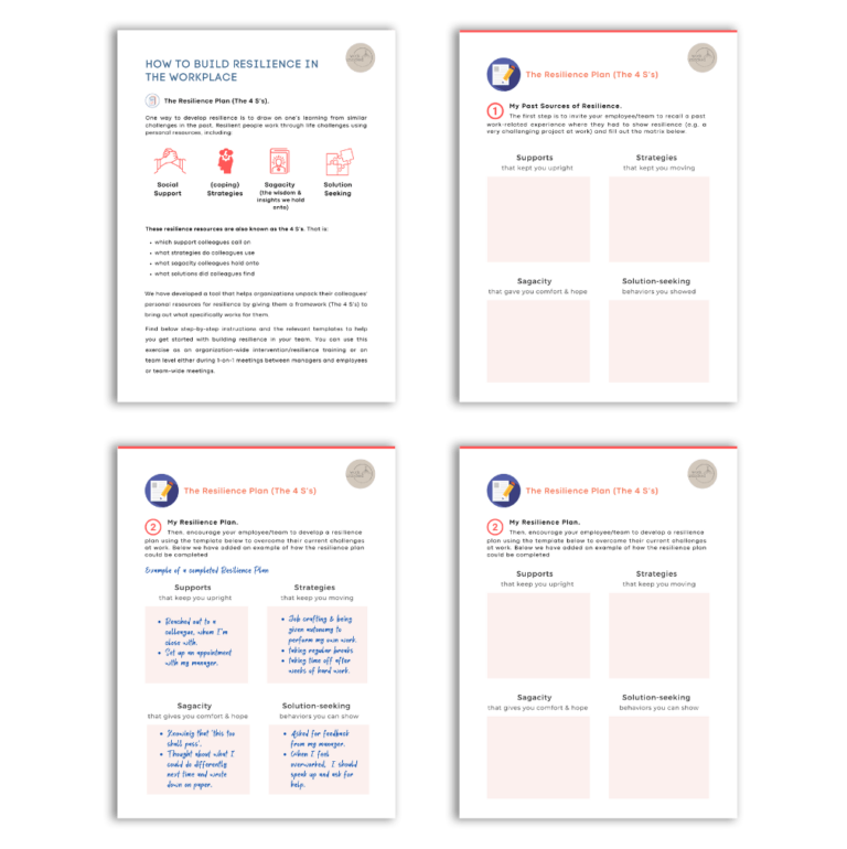 A four-page brochure about how to build resilience in the workplace.